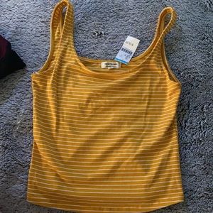 Mustard Yellow and White Striped Tank Top